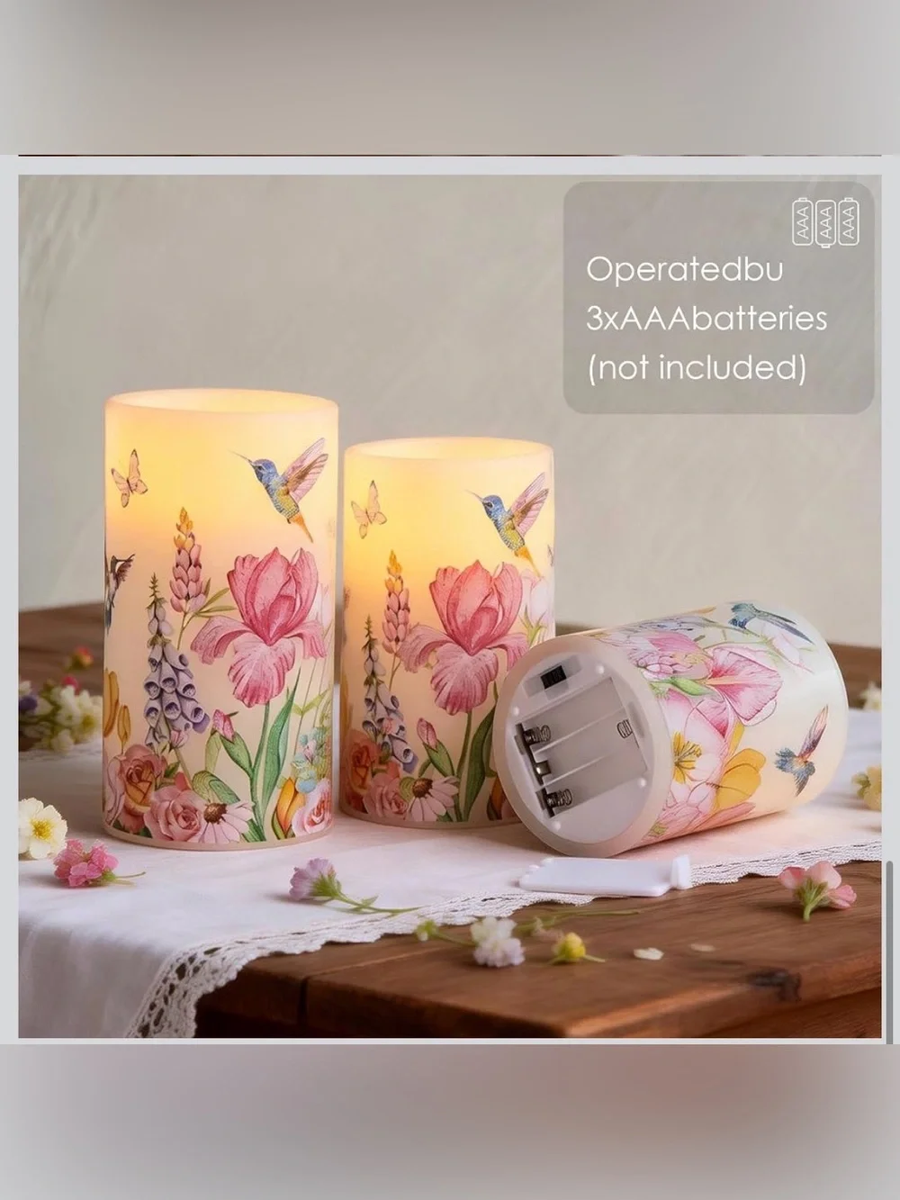 New Open Box Flameless Candles with Remote, Hummingbird Battery Operated Candles